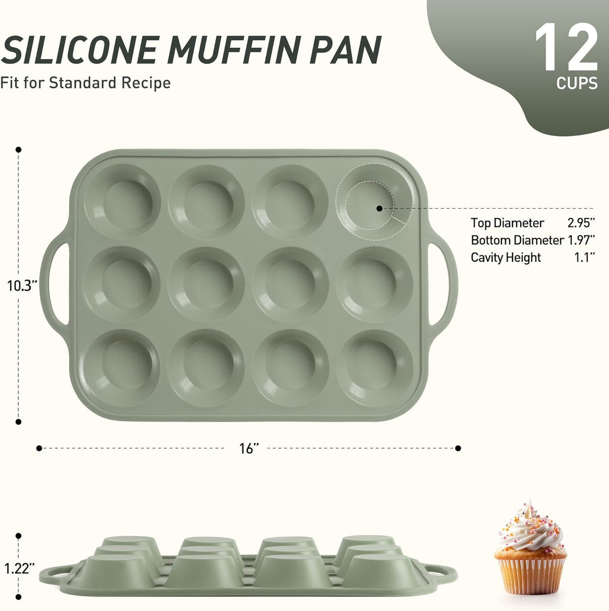 12 Cups Silicone Muffin Pan with Metal Reinforced Frame Cupcake Pan Tray Egg Molds Parents Stepdad Pawpaw Who Want Nothing Everything Future Groom Bride Law Christmas Xmas Happy Birthday Gifts Ideal