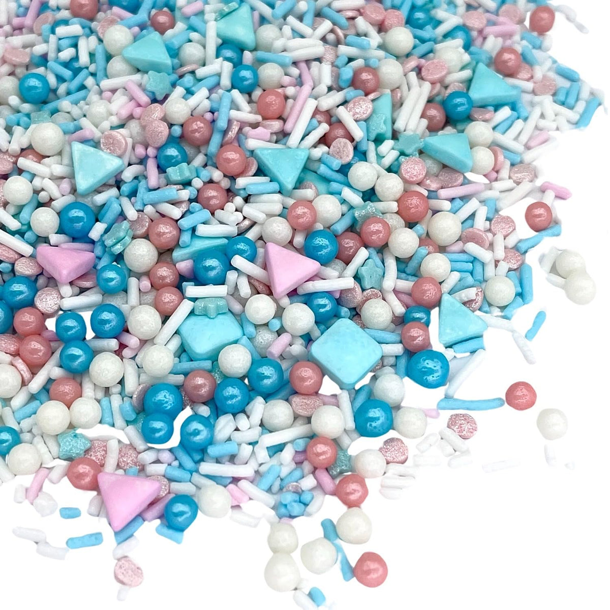 Manvscakes Sprinkles- Edible Cake and Cupcake Sprinkles with Assorted Shapes and Sizes, Metallic Sprinkle Mix for Cookies, Ice Cream, Cake and Cupcake Decorating, 4 oz (Pink, Black, and Blue)