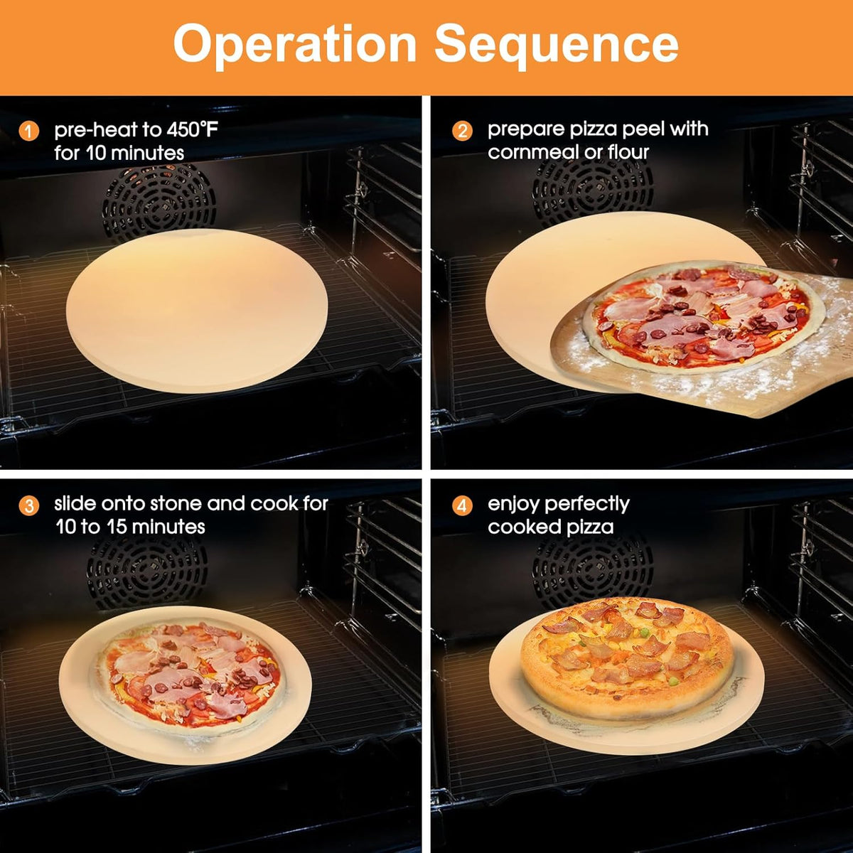 Small 12 inch Round Pizza Stone,for RV Camper Oven,Round baking stone Grill,Can make pizza, bread, pies,BBQ, Durable and Safe, Give away Plastic Scraper