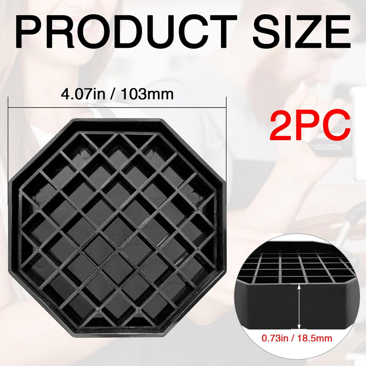 2 Pcs 4 Inch Drip Tray Coffee Countertop Tray Black Plastic Spill Octagon Drip Coaster with Honeycomb Grid for Drink Tea Wine Beverage