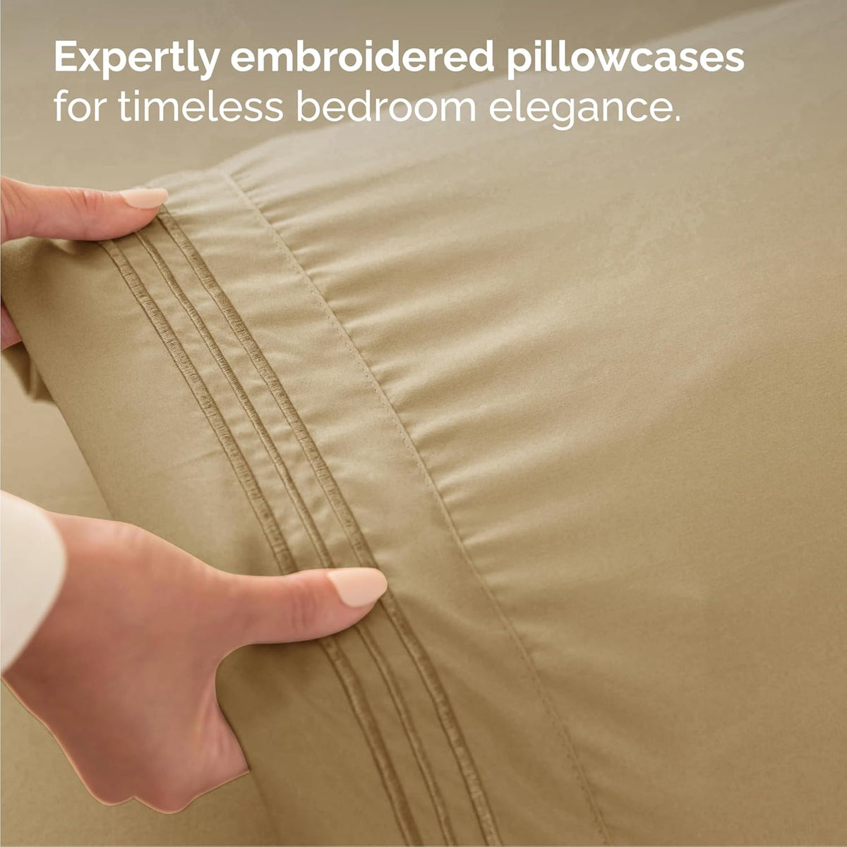 Cal King Size 4 Piece Sheet Set - Comfy Breathable & Cooling Bed Sheets Set - Hotel Luxury Bedding for Women, Men, Kids, Teens, Boys & Girls - Deep Pockets, Ultra-Soft, Wrinkle Free - Oeko-Tex - Beige