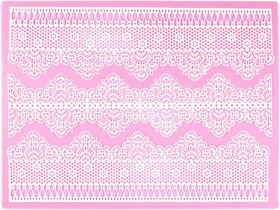 Embossing Lace Fondant Molds, Multi Circle Flowers Lace Mat Wedding Cake Decoration Tool, Silicone Lace Mat Mold for Cakes