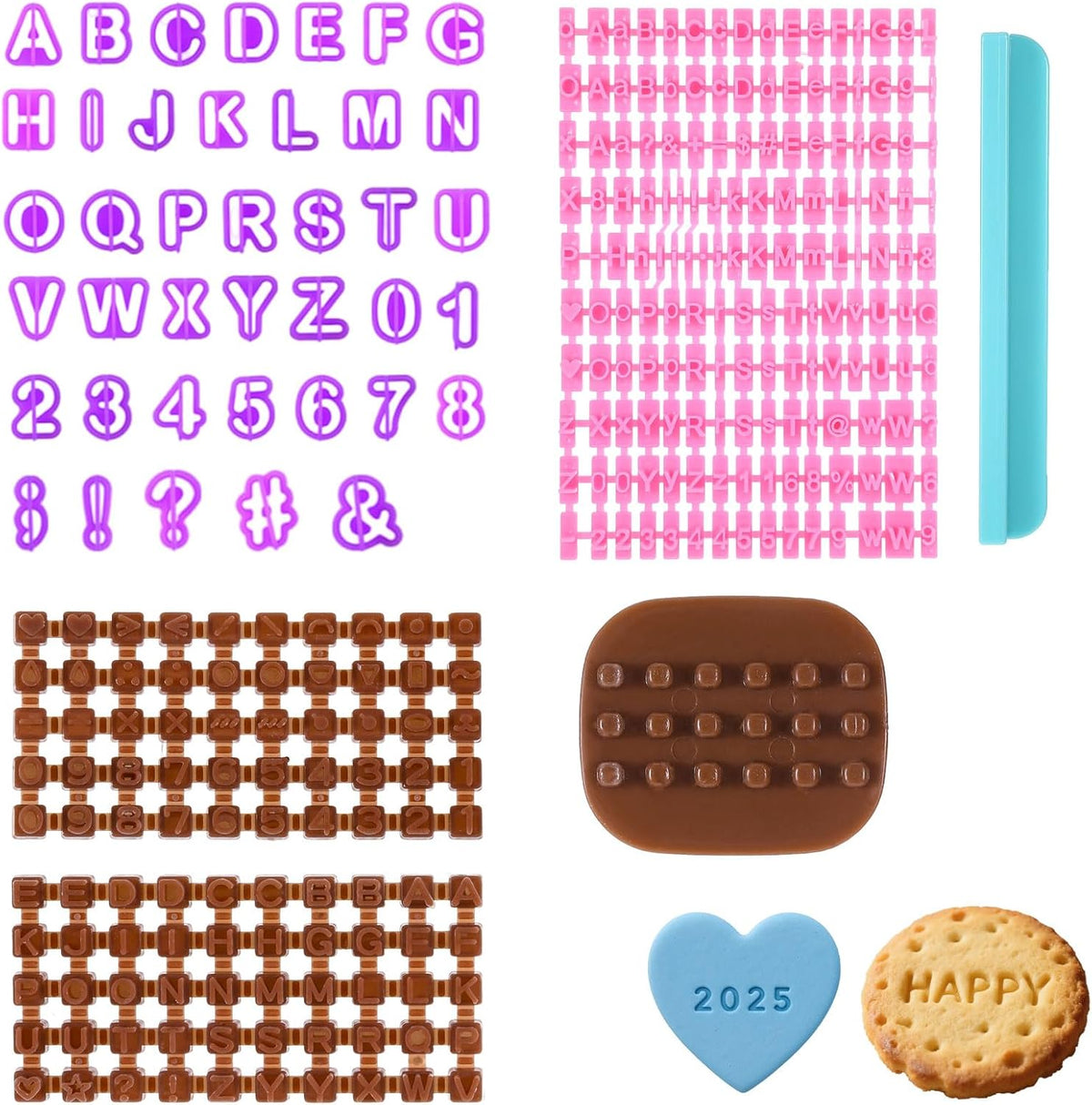 212 Pcs Letter Stamps for Clay, Pottery Name Alphabet Cookie Stamps Molds for Cake Baking Chocolate, Embosser Fondant Clay Letter Stamp Cutters Stencils, Mooncake Air Dry Polymer Clay Cutters Molds