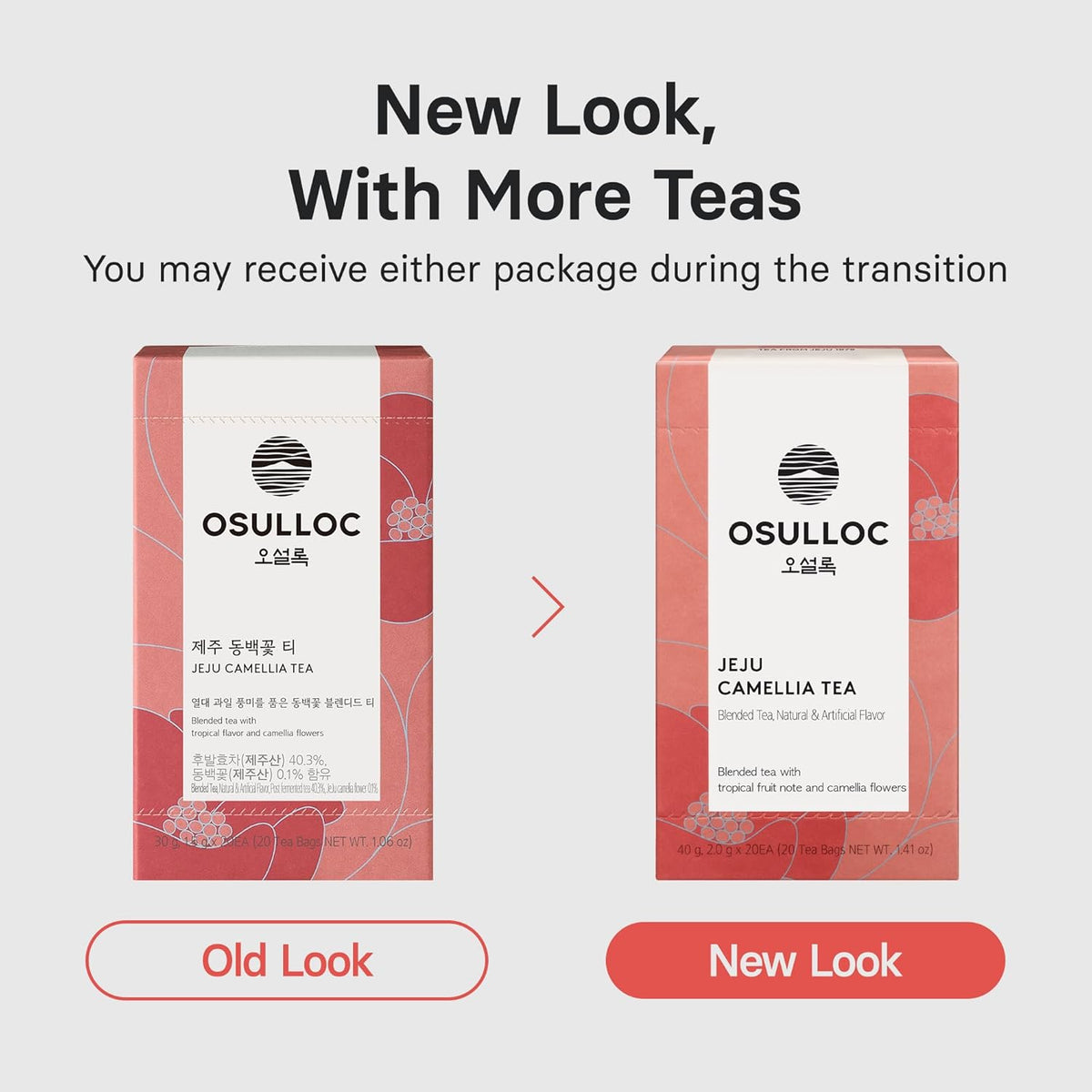 OSULLOC Camellia Flower Tea (Tropical fruity flavors), Fruit tea Blend, Premium Teabags from Jeju Island, 20 count