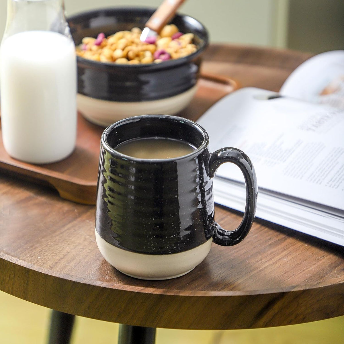 Hasense Coffee Mugs Ceramic, 15 oz Large Coffee Cups with Handle for Home and Office, Latte Mugs Set for Coffee, Tea, Hot Cocoa, Mocha, Black Coffee Cup Gift for Dad Mom, Dishwasher Microwave Safe