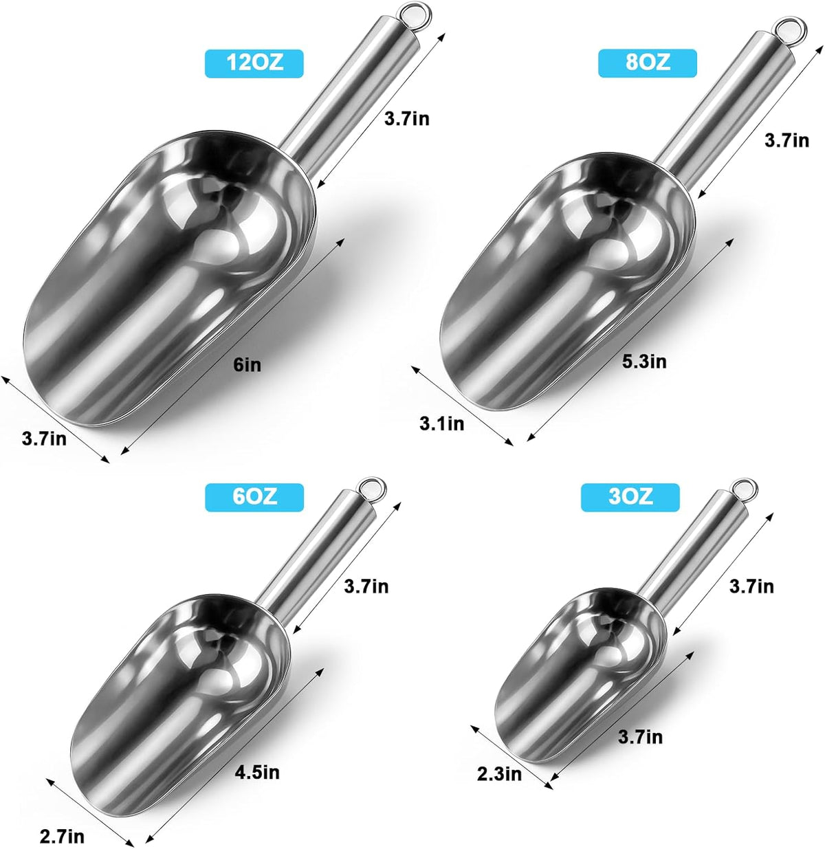 Stainless Steel Ice Scoop for Freezer with Magnetic Hook - Ice Scoop for GE Profile Opal 2.0 Nugget Ice Maker, for Kitchen Bar Party Accessories (3OZ)