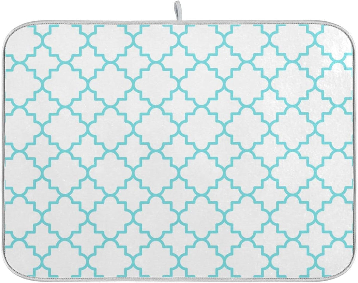 Senya Super Absorbent Dish Drying Mat, Microfiber Fast-Drying Dish Mat, 16/ x 18/, Kitchen Dish Drying Pad, Traditional Quatrefoil Lattice Pattern