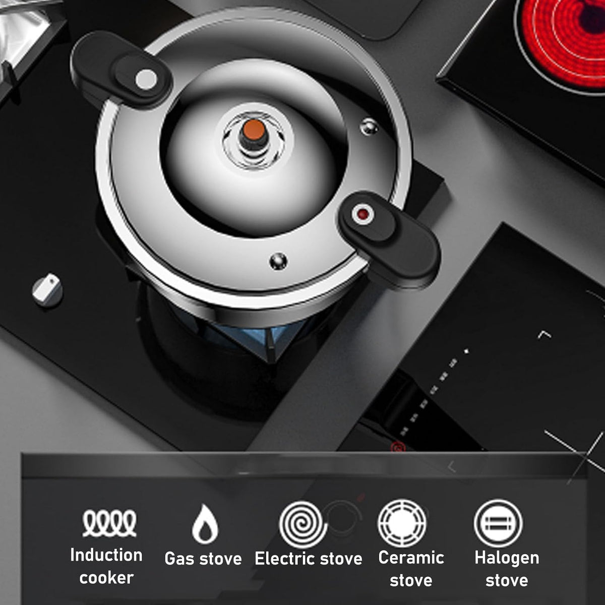 Luqeeg Stainless Steel Pressure Cooker, 80kpa Dual Handle Pressure Canner Large Capacity Pressure Cooking Pot Kitchen Pressure Pan for Gas Stove Electric Stove Induction