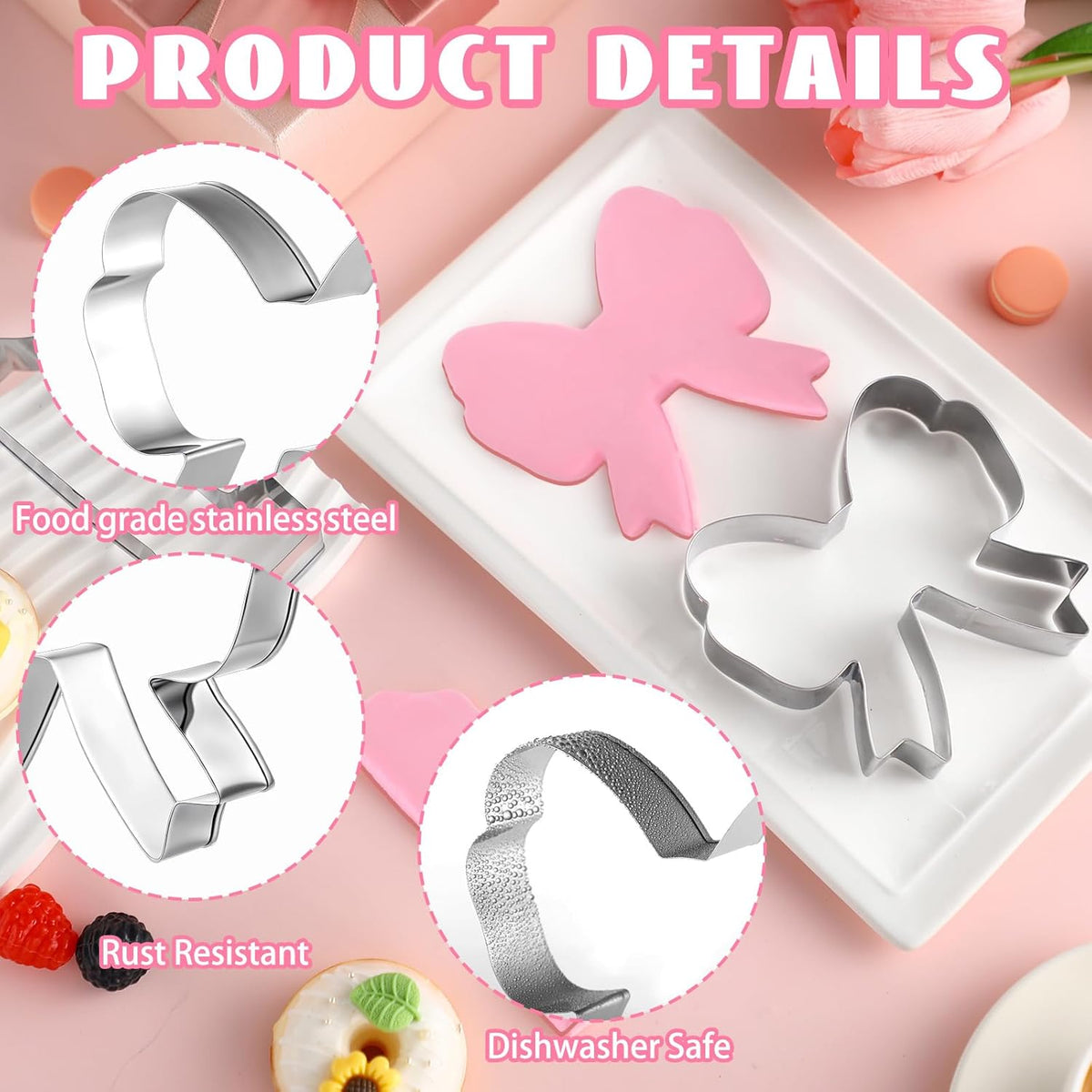 Honeydak 2 Pcs 5 Inch Bowknot Cookie Cutter Number One Cookie Cutter Bow and Number 1 Baking Mold Metal Pancake Fondant Cake Mold for First Birthday First Anniversary Party Baking Supply