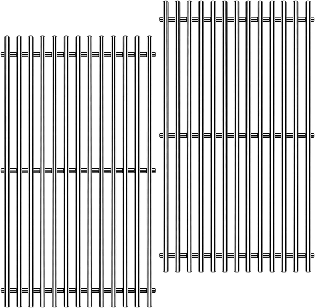 9MM 304 Stainless Steel Grill Grates for Weber Spirit E-210 E-220 S-210 S-220 Gas Grills with Front-Mounted Control 7637 Grill Replacement Parts for Weber Spirit I & II 200 Series 17.5 inch