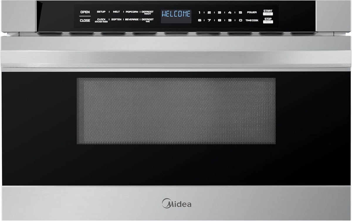 Midea MM12S2ASZ Oven 1000W, 1.2 Cu.ft Drawer, 24'' Built-in Microwave, Stainless Steel, Child Safety Lock, One-Touch, Auto-Menus