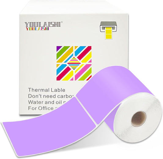 3 X 5 Inch Printable Waterproof Rectangle Color Coding Labels, 300 Per Roll Adhesive Color Coding Stickers for Bar-Codes, Address, Small Business Labeling, Inventory (Light Purple)