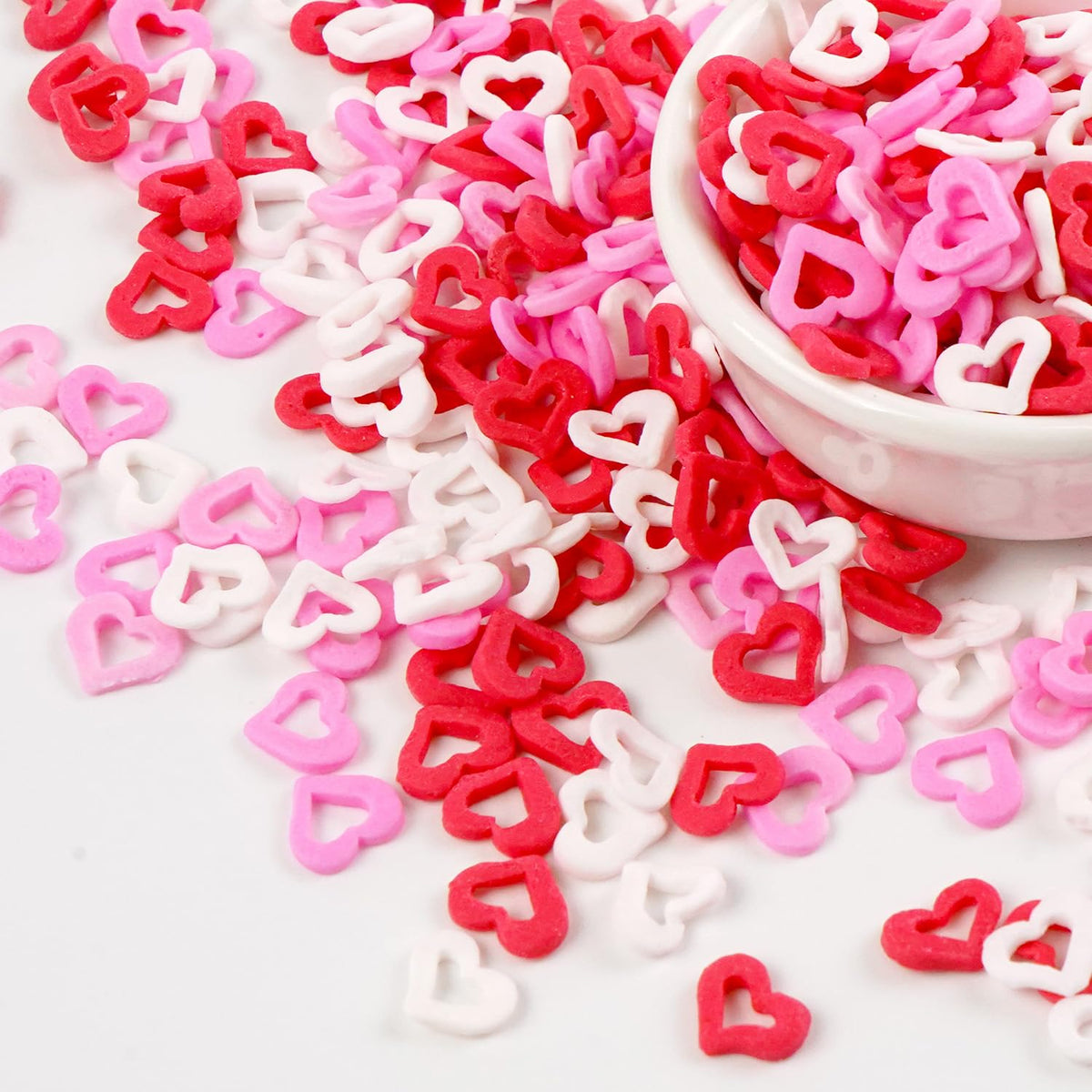 Edible Sweet Heart Sprinkles For Cake Decorating, Love Sugar Mixes 150g/5.29oz, White Pink and Red Sprinkles, Cupcake, Ice Cream, Cookie, Mother's Day, Valentine's Day, Wedding Party Supplies