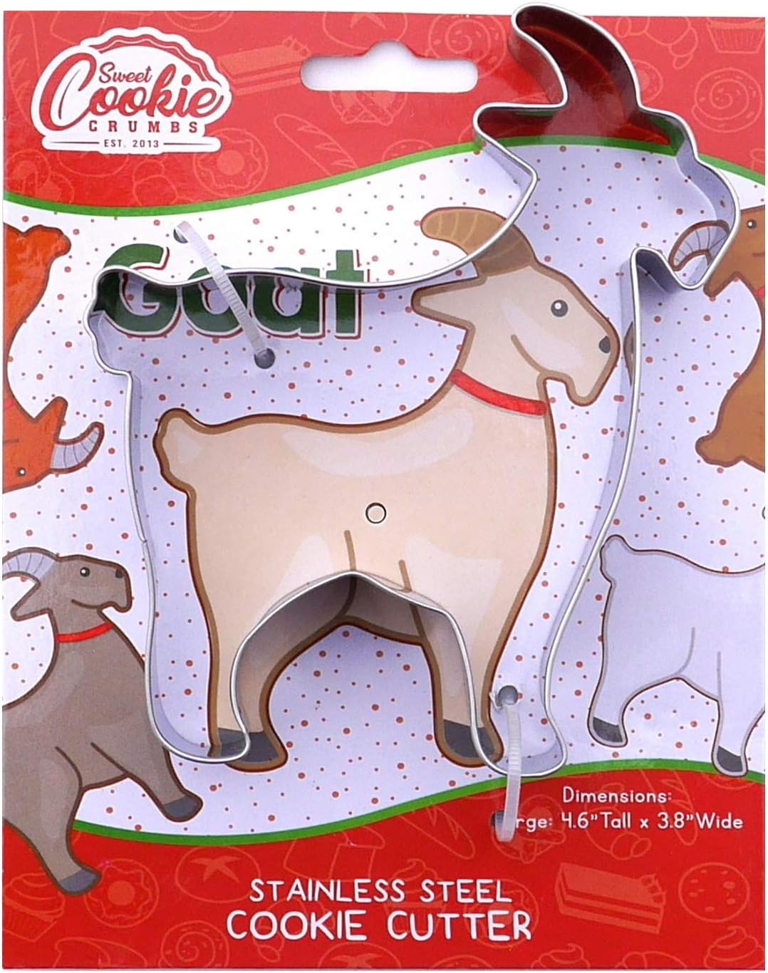 Goat Farm Animal Cookie Cutter, Premium Food-Grade Stainless Steel, Dishwasher Safe