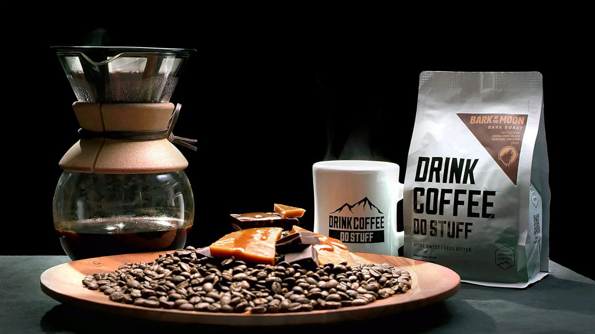 DRINK COFFEE DO STUFF, Blend, 2 Pound Bag, Whole Bean, Dark Roast, Sweet, Chocolate, Caffeine, Organic, Lake Tahoe Coffee (Bark at the Moon)