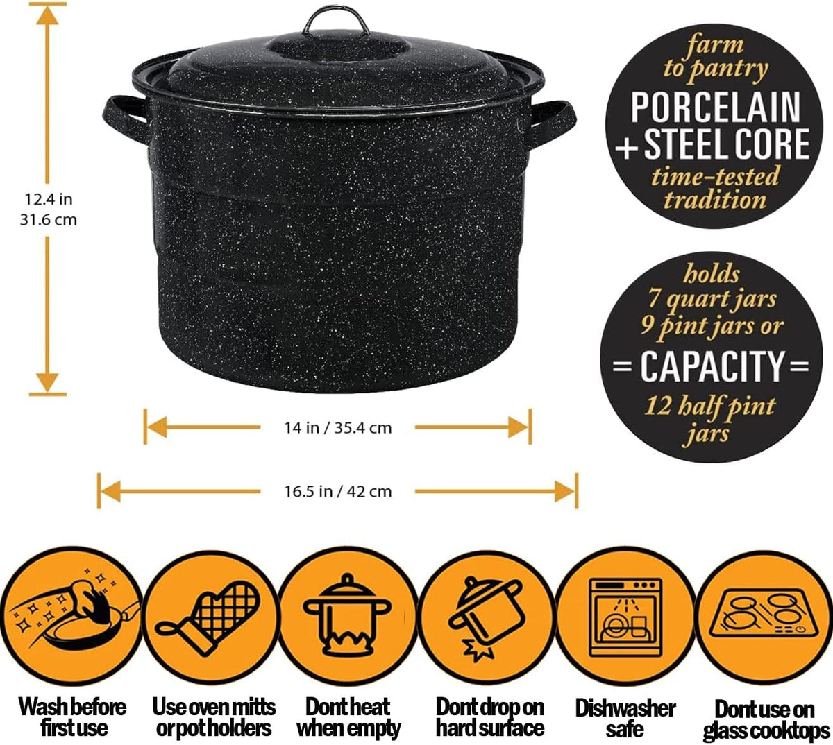 Supa Ant Canning Supplies - Water Bath Canning Pot with Rack & Lid - Starter Kits Set for Beginners - Stainless Steel Water Bath Canner Kit & Rack - Rack, XL Ladle, Measuring Cups, Kitchen Funnel