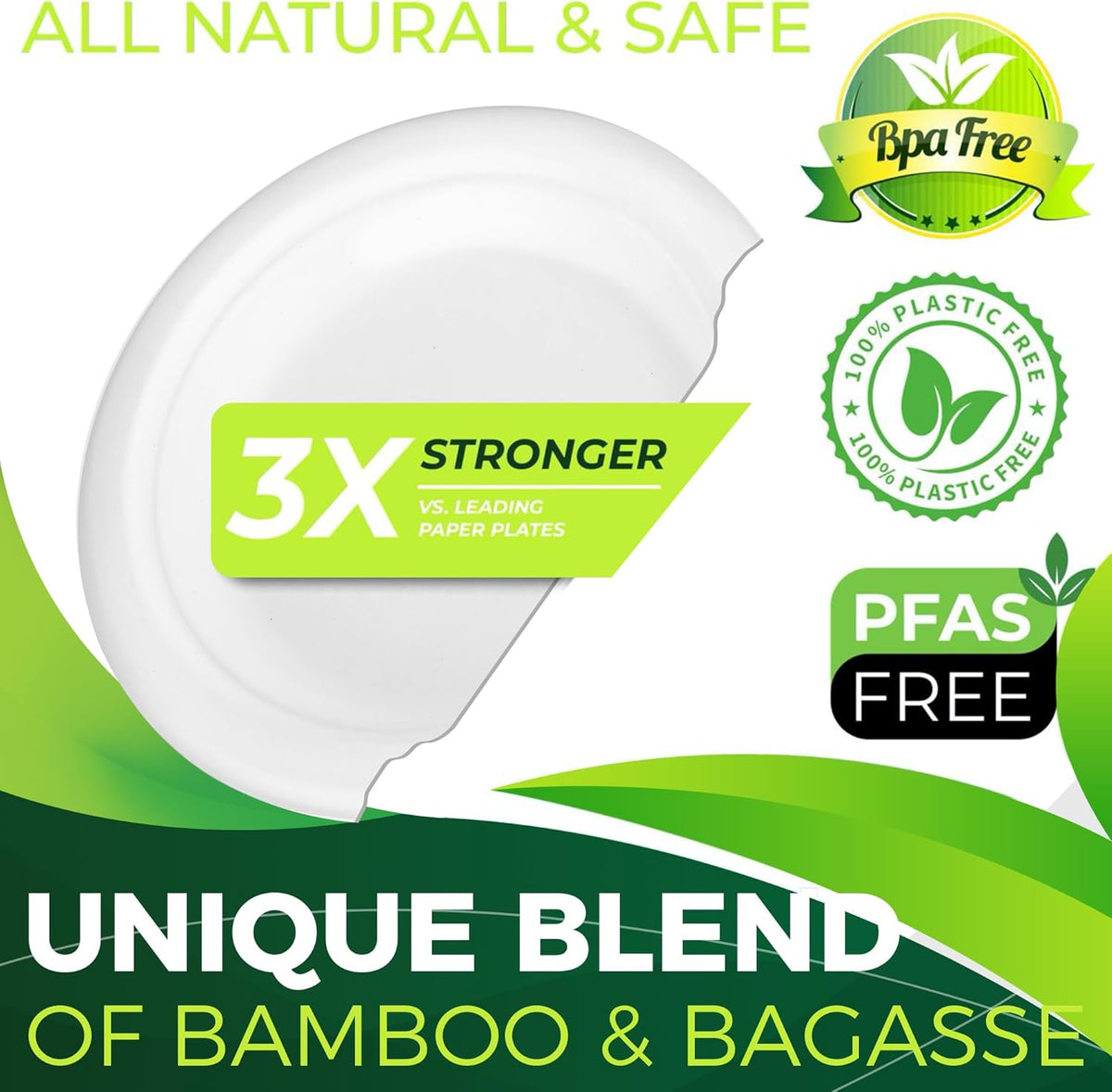 150pcs 100% Small Dessert Plates, 6 inch Compostable Appetizer Plates Made of Sugarcane Fiber