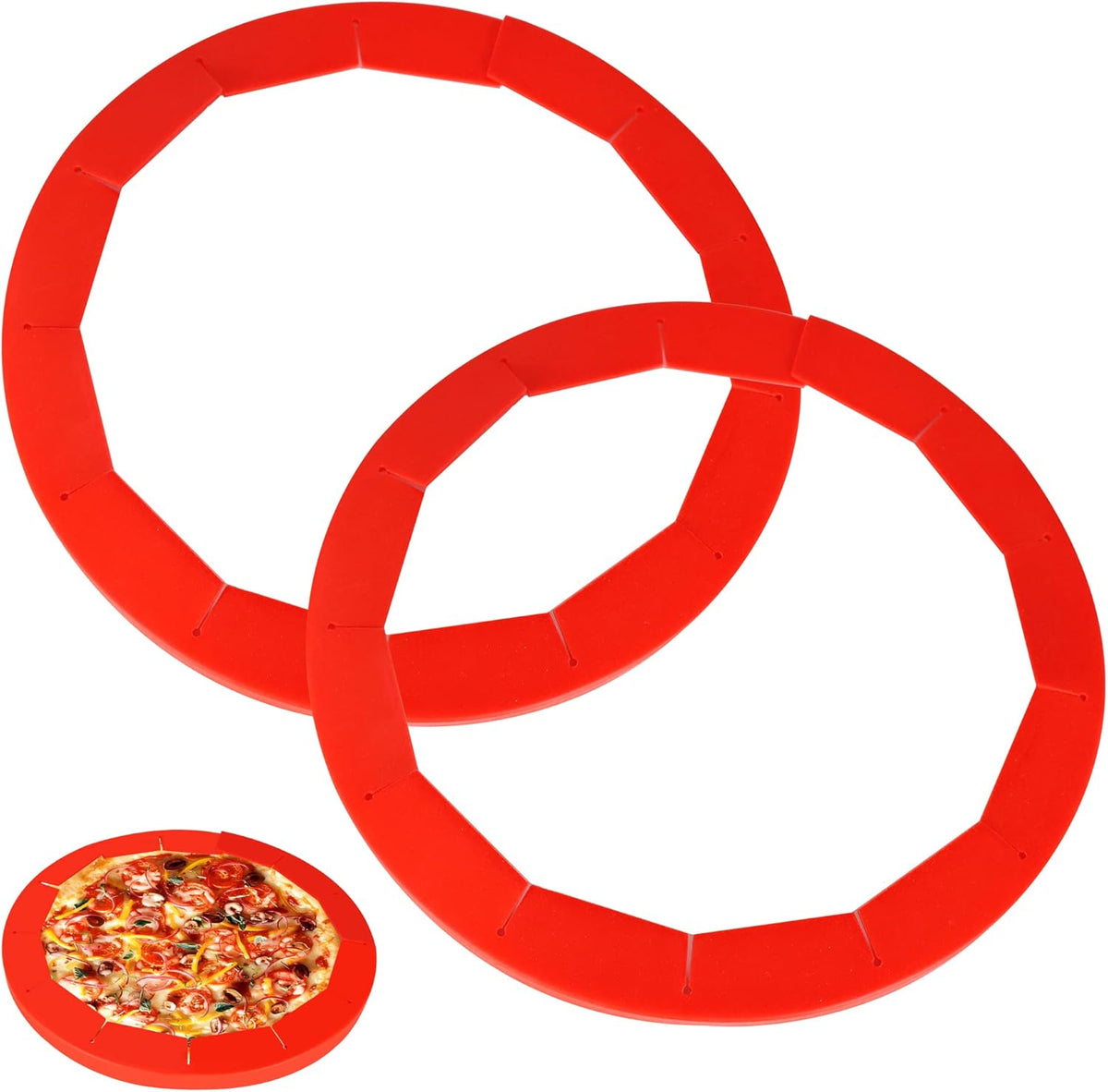 2 Pack Adjustable Silicone Pie Crust Shield Pie BPA-free Protectors Adjustable Bake Crust Protector Pie Crust Protector Cover Kitchen Tool for Baking Pie Pizza, Fit 8-11.5 Inch Pies(Red)