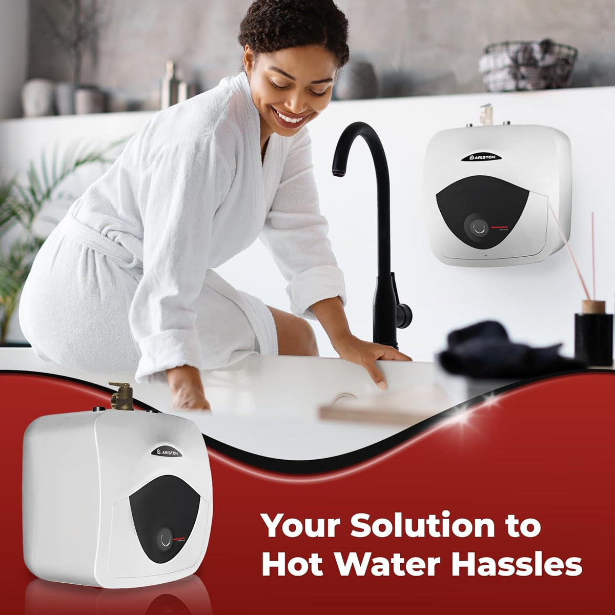 4 Gallon Capacity, 120-Volt – Ariston Andris Mini Tank Electric Water Heater – Heating Solution for Under Sink, RV, and Compact Spaces, Smart Boost for Versatile Heating, Simple Installation