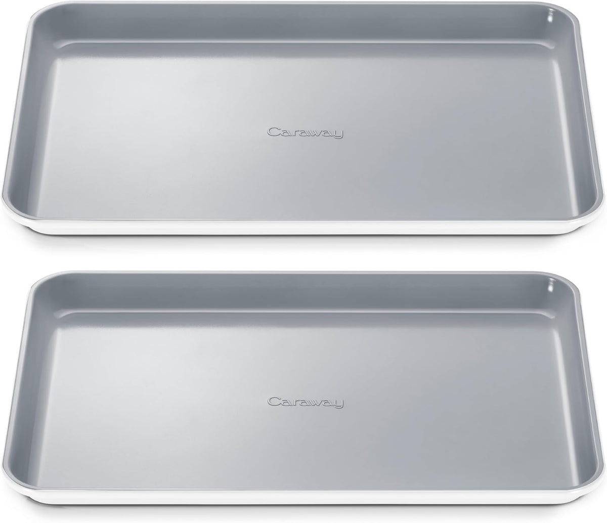 Caraway Non-Stick Ceramic Medium Baking Sheet - Naturally Slick Ceramic Coating - Non-Toxic, PTFE & PFOA Free - Perfect for Baking, Roasting, and More - Medium (15" x 10") - White
