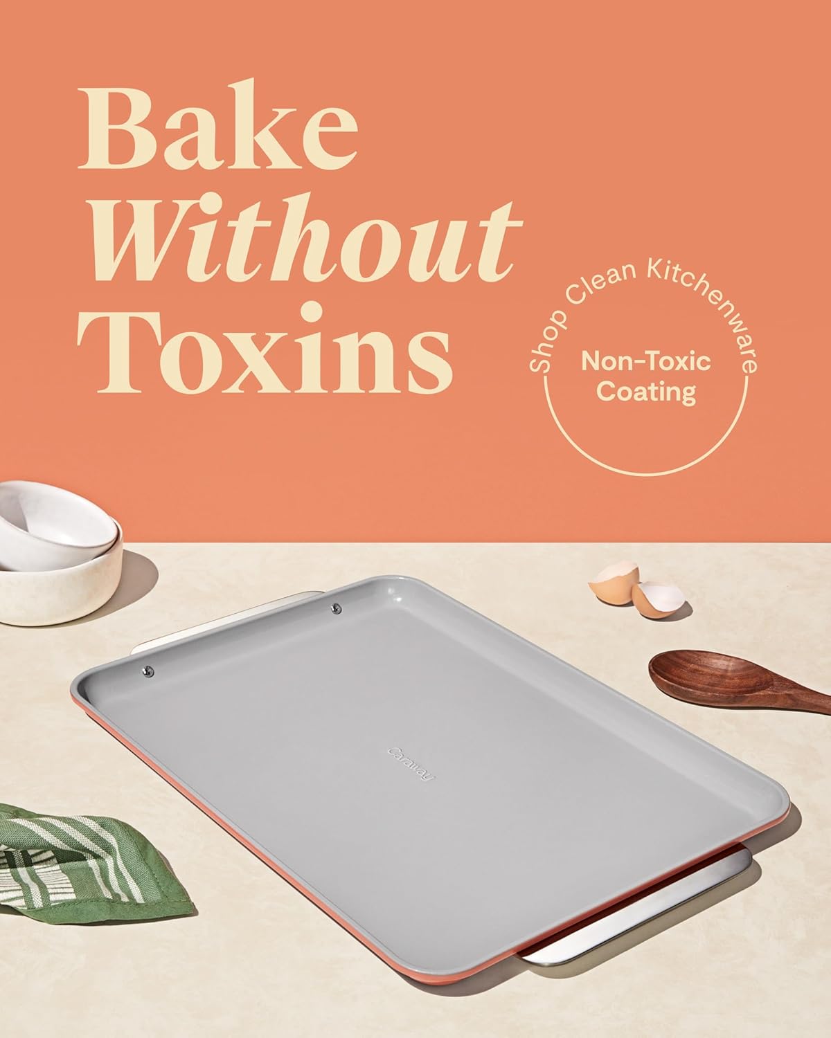 Caraway Non-Stick Ceramic Baking Sheet - Naturally Slick Ceramic Coating - Non-Toxic, PTFE & PFOA Free - Perfect for Baking, Roasting, and More - Large (18" x 13") - Perracotta