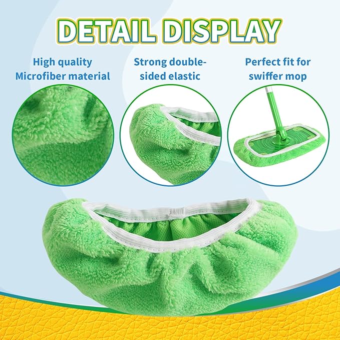 Reusable Microfiber Mop Pads Compatible with Swiffer Sweeper Mop, Wet and Dry Flat Swiffer mop Cover, 5 Pack Washable Swiffer Pads for Surface/Hardwood Floor Cleaning (Mop is Not Included)