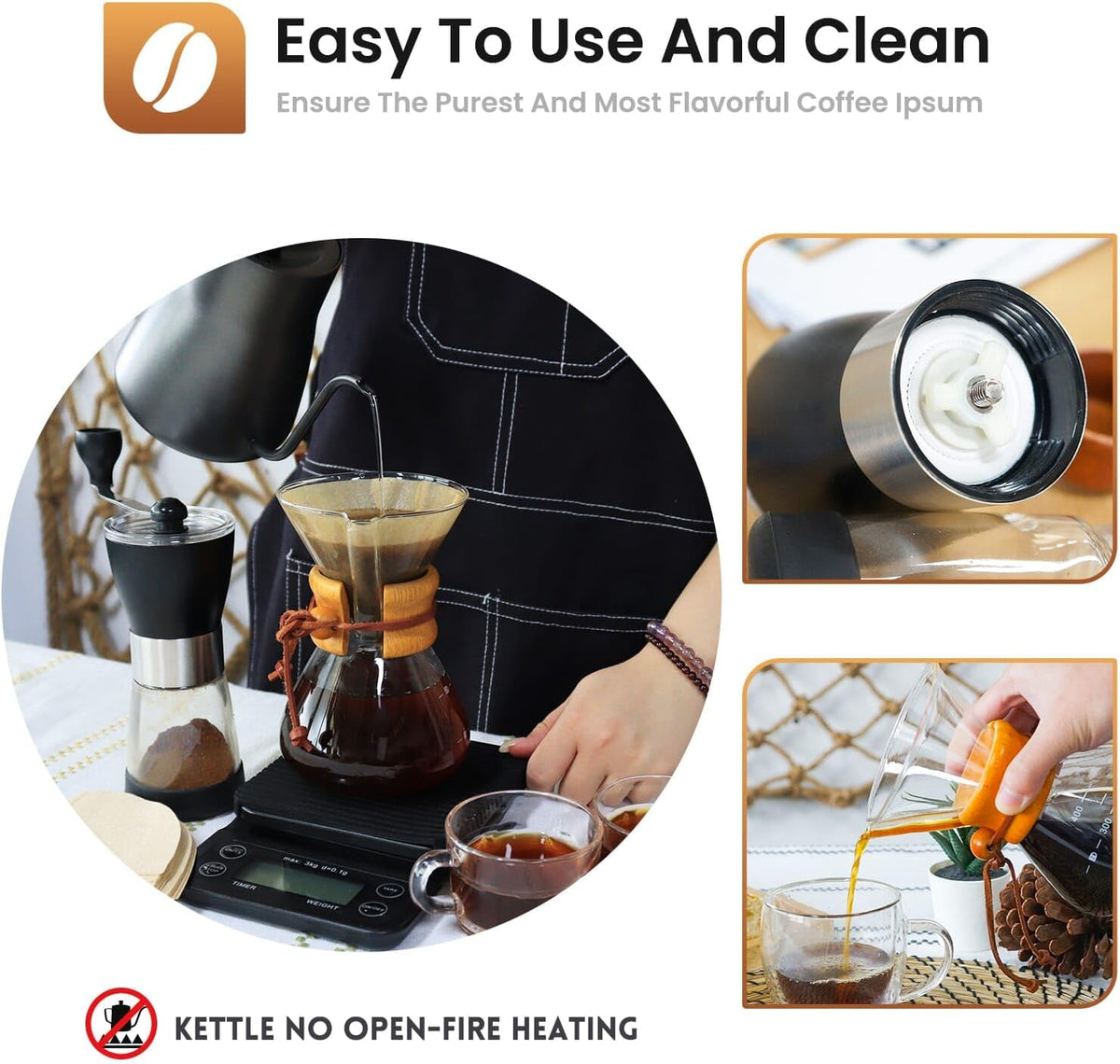 SOTECH Portable Pour Over Coffee Maker Dripper Set Espresso Americano Latte For Travel Camping Office Home Car Hiking(2 Cup Coffe Gift Set)