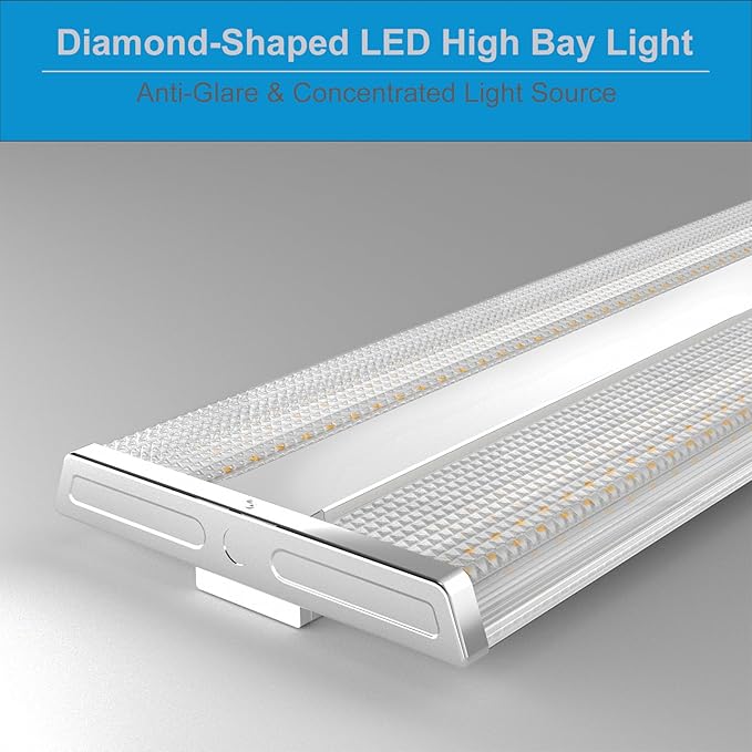Lightdot 2FT LED High Bay Shop Lights, 100-277V 【Driver Equipped, 5 Years】 200W 28000LM [Eqv. 800W MH/HPS] 5000K Diamond Diffusion Linear Hanging Light for Warehouse -ETL Listed, 1Pack