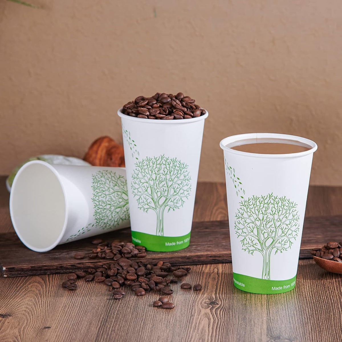 ECOLipak 210 Count 16 oz Compostable Cups, Biodegradable Disposable Paper Cups with PLA Lined, Eco-friendly Paper Coffee Cups for Party, Picnic,Travel,and Events