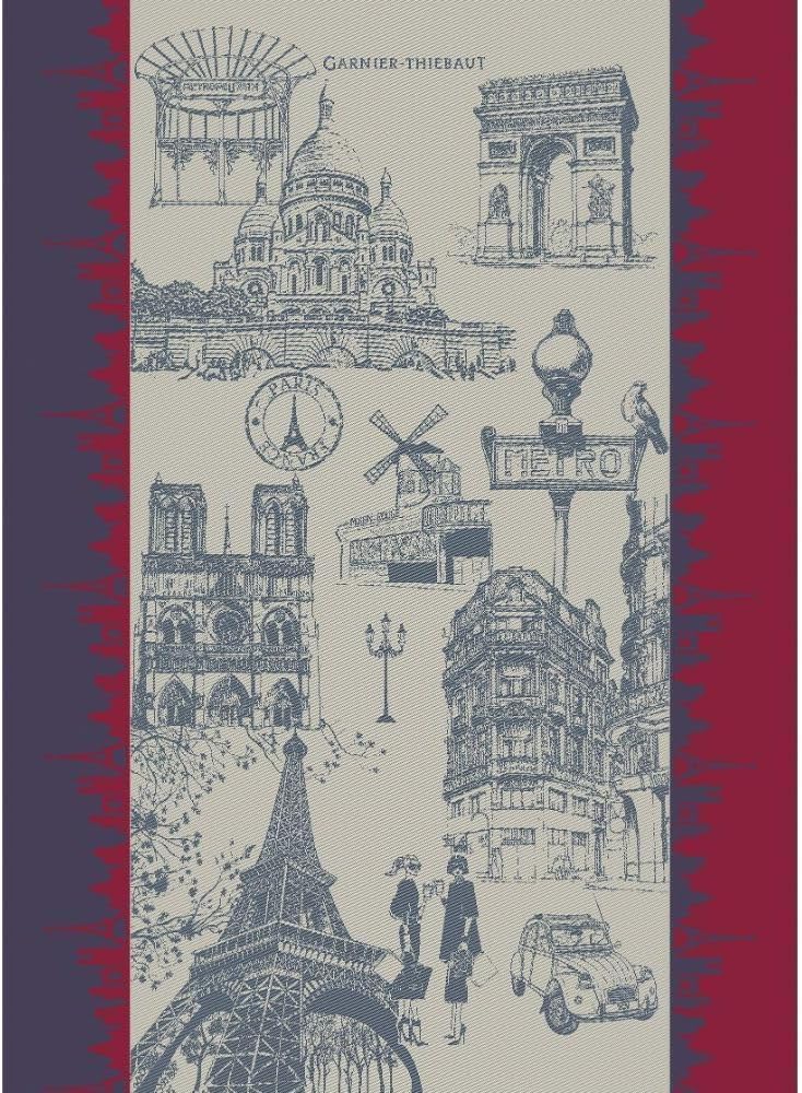 Garnier Thiebaut J'aime Paris Tricolore (I Love Paris Tricolor) French Kitchen Towel 22"x30", Cotton, Jacquard
