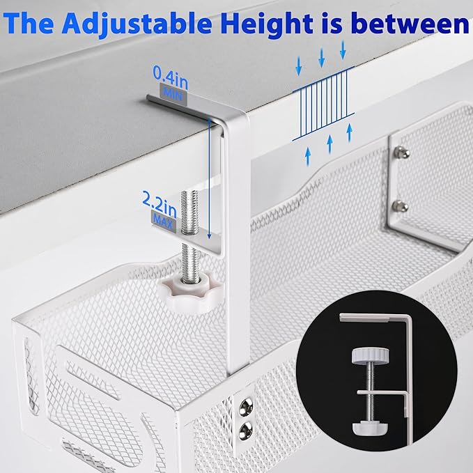 Under Desk Cable Management Tray 25.3 Inch – No Damage Install, Cord Organizer for Office & Home, Wire Organizer for Desk Storage, White