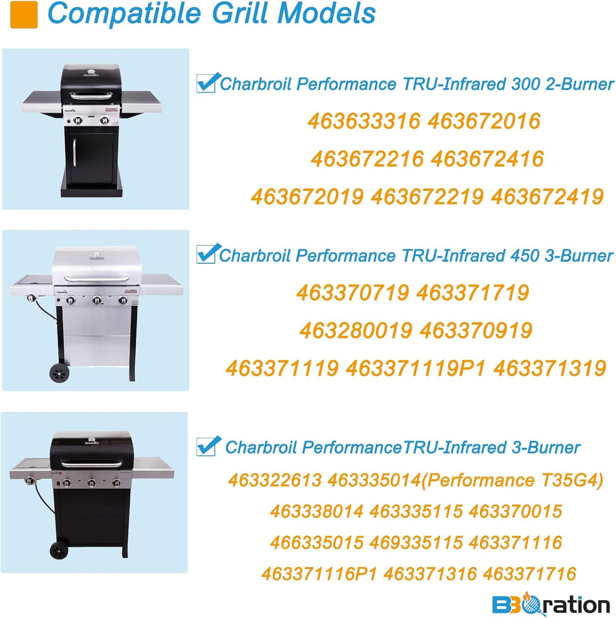 17" Grill Grate for Charbroil Performance TRU-Infrared 450 3-Burner 463370719 463371719 463371116 463371316 463371716, Porcelain Steel Emitter for Charbroil Grill Replacement Parts
