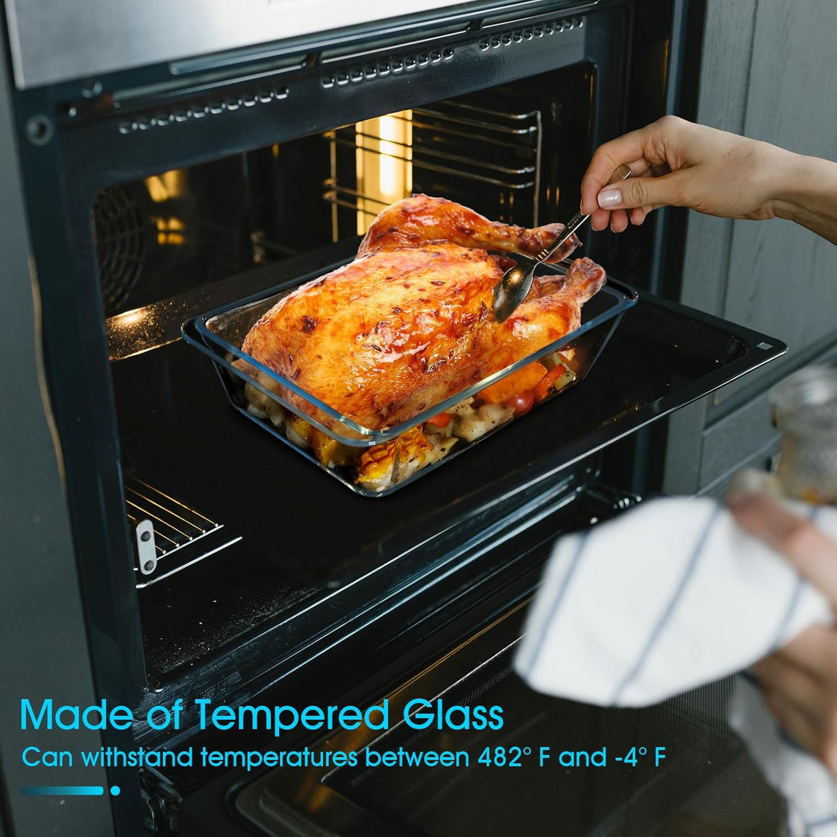 NUTRIUPS 3.7QT Deep Glass Baking Dish,(11.5×8inches）Large Glass Baking Pan,Rectangular Lasagna Pan,Glass Casserole Dish,Microwave & Oven Safe