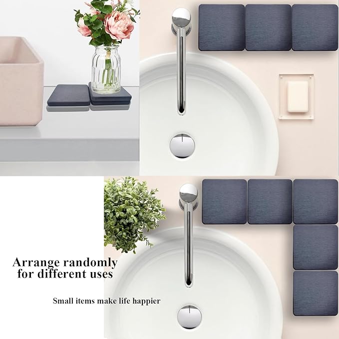 Mucco Water Absorbing Stone Tray for Sink, Premium Diatomaceous Earth Soap Holder Dish，Water Absorbent Diatomite Coasters, Fast Drying Stone Sink Tray for Hand soap & Cups & Drinks Bottles