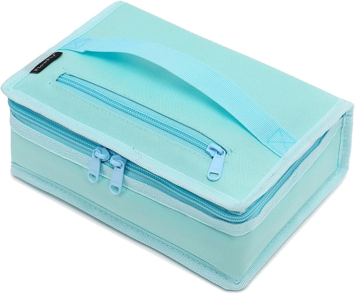 FlowFly Small Insulated Lunch box Portable Soft Bag Mini Cooler Thermal Meal Tote Kit with Handle for Work & School, Light Blue