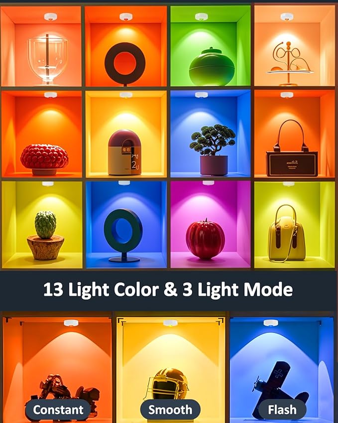 Yiliaw LED Puck Lights with Remote, Magnetic AAA Battery Operated Light, Under Cabinet Lighting, Tap Lights with Dimmer & Timmer for Kitchen, Closet, Shelf - 3 Pack, White