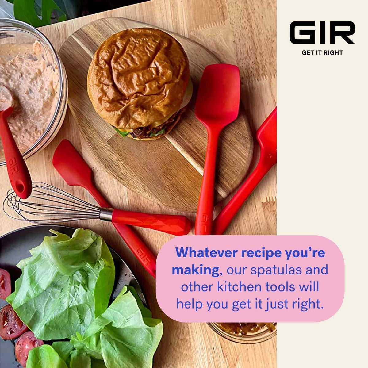 GIR: Get It Right Silicone Spatula - 11-Inch Red Skinny Jar Spatula - Heat Resistant & Nonstick Fiberglass Core -Flexible Kitchen Tool