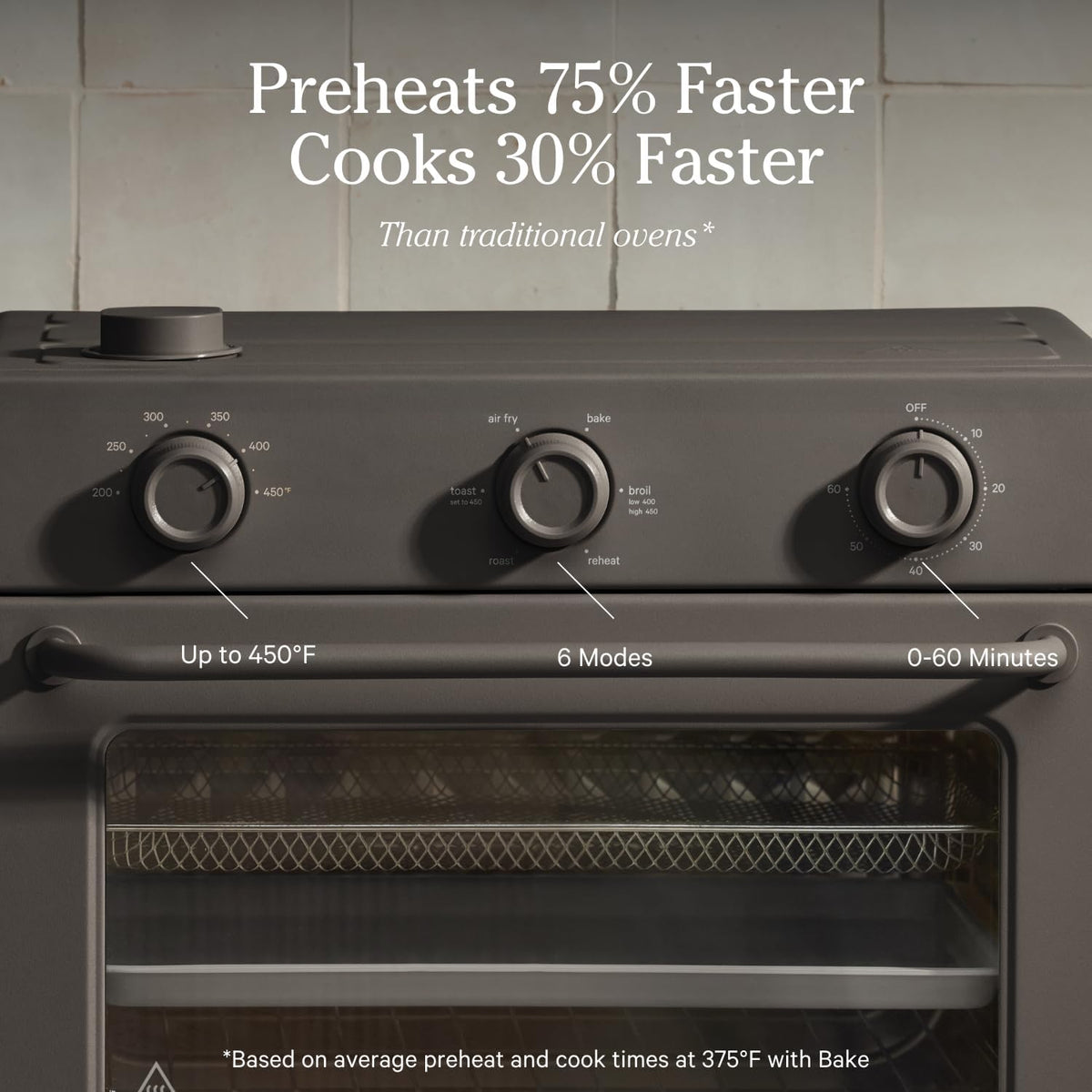 Our Place Large Wonder Oven | 6-In-1 Toxin-Free Air Fryer & Toaster with Steam Infusion | Family-Sized 32QT, 1700W Countertop Design | Includes Bake Tray, Fryer Basket, Large Racks | Char