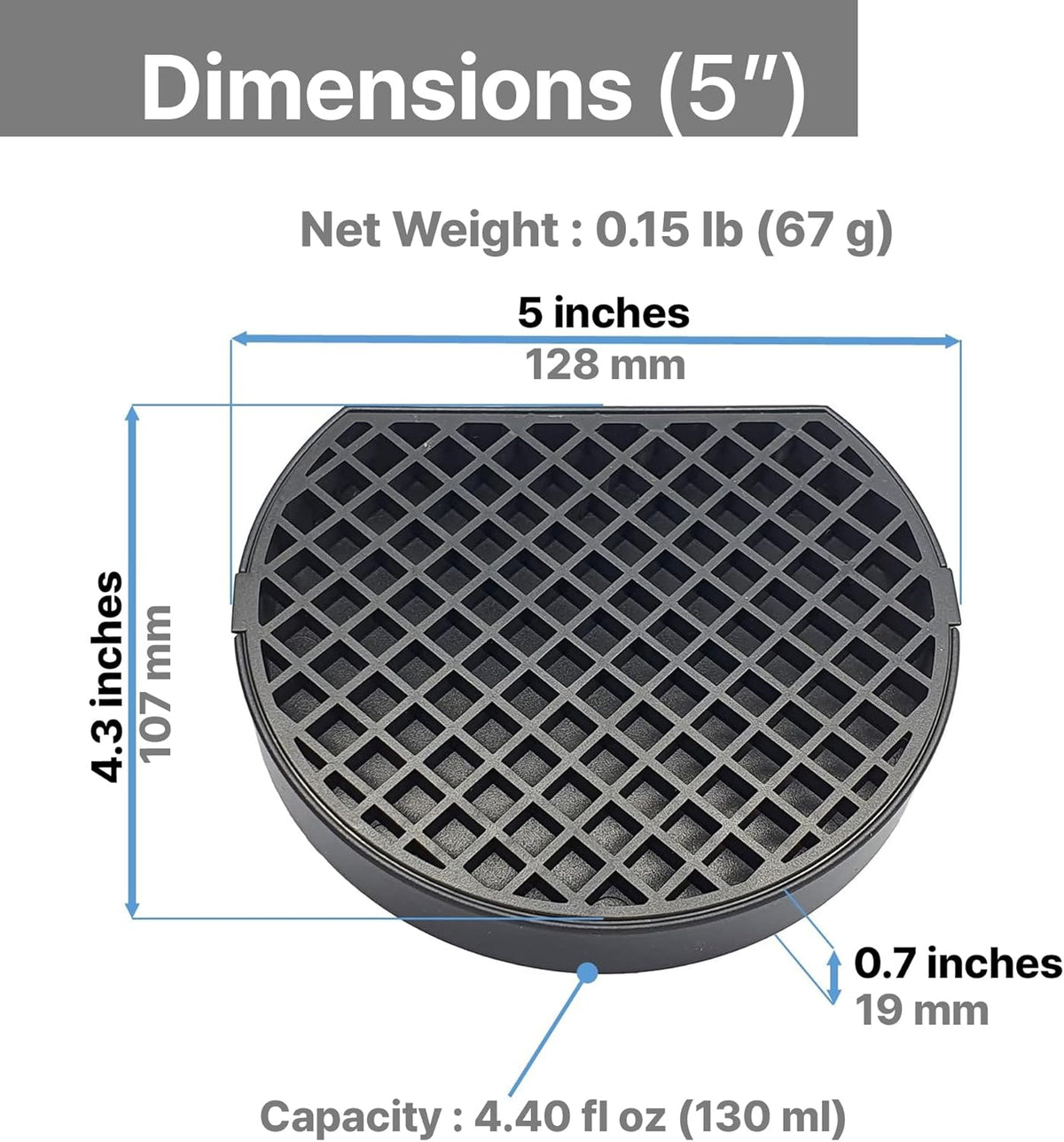5" Coffee Drip Catcher 5 inches Drip Tray for Espresso Machine Carafe Water Urn Durable ABS Plastic, Black