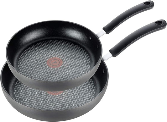 T-fal Ultimate Hard Anodized Nonstick Fry Pan Set 2 Piece, 8, 10 Inch, Oven Broiler Safe 400F, Kitchen, Cookware, Pots and Pans Set Non Stick, Frying Pans, Dishwasher Safe, Black