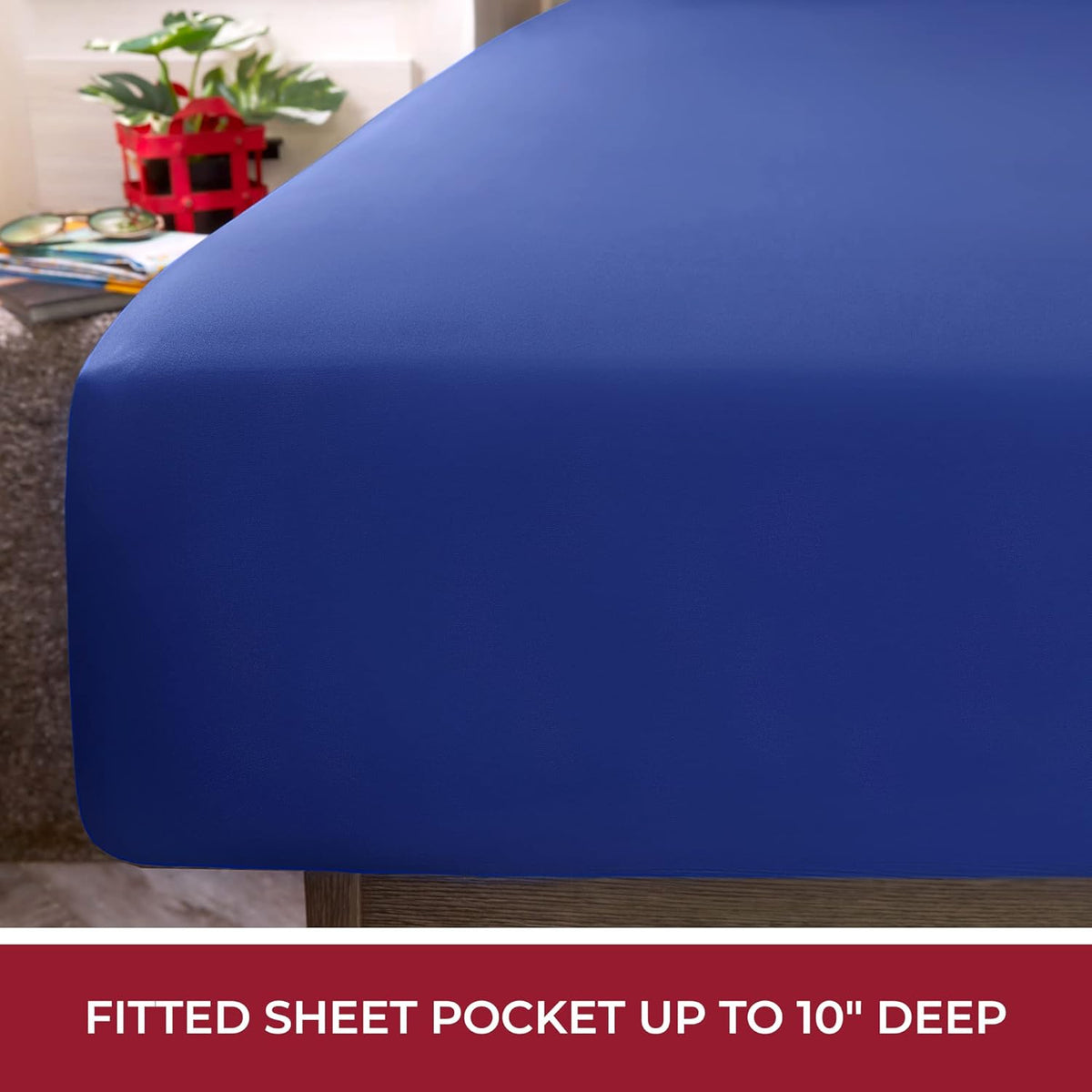 Mellanni RV Short Queen Sheets - 4 PC Iconic Collection Bedding - Hotel Luxury, Extra Soft, Cooling Bed Sheets - Deep Pocket up to 10 inch (RV/Short Queen, Royal Blue)