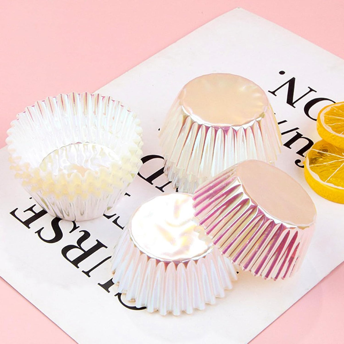 Iridescent Pink Cupcake Liners Wrappers Baking Cups Cupcake 100-Count Food Grade Gradient Design