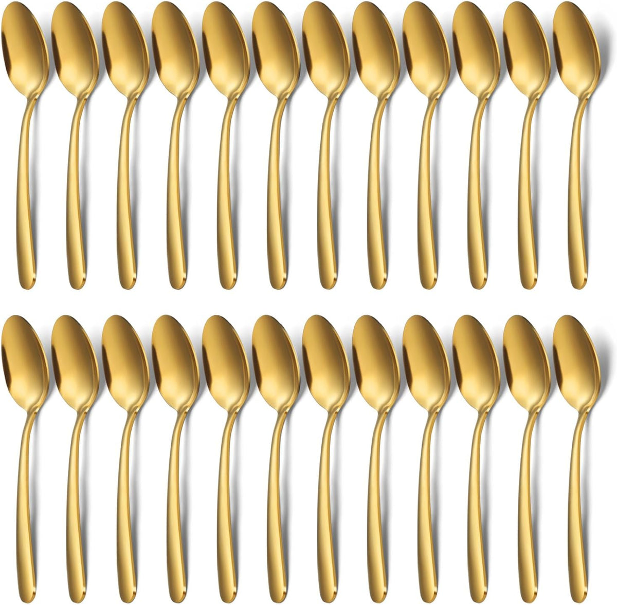 24-Piece Dinner Spoons Set (7.4 inch), Unokit Stainless Steel silverware, Tablespoon, Silverware Spoons for Home, Kitchen or Restaurant - Mirror Polished, Dishwasher Safe - Gold