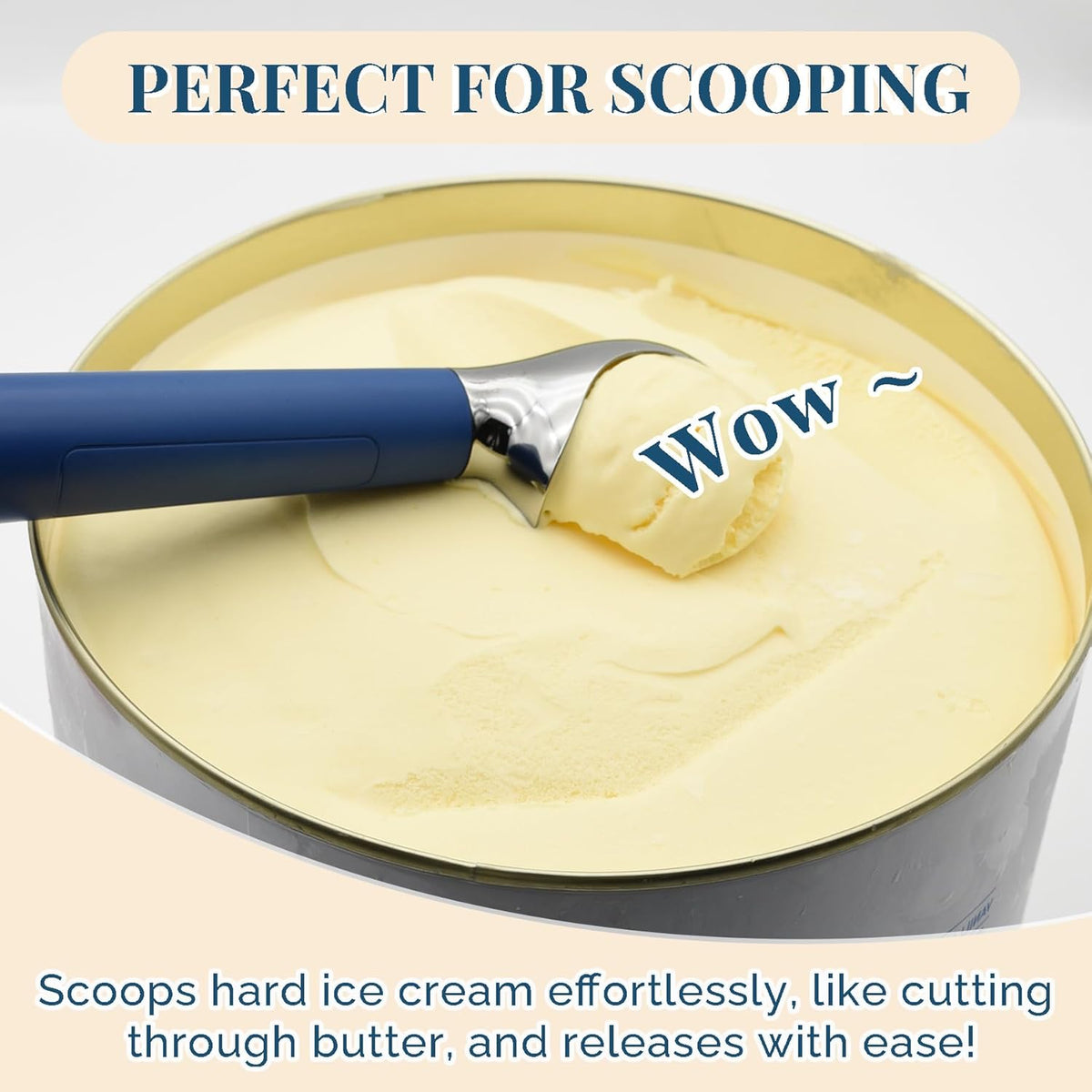 Heated Ice Cream Scoop Rechargeable, Electric Warming Ice Cream Scooper with LED Display, Heats to 158°F for Hard Ice Cream, Easy for Seniors & Kids, IP67 Waterproof (Blue, 2 oz)
