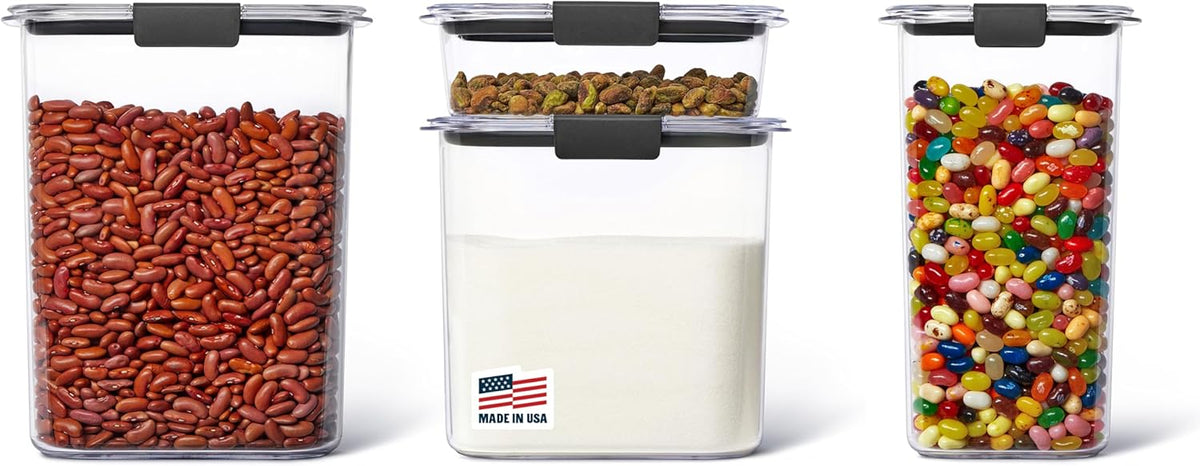 Rubbermaid Brilliance Pantry Food Storage Container Set, BPA-Free, Airtight & Leak-Proof, Clear, 8-Piece, Dishwasher Safe