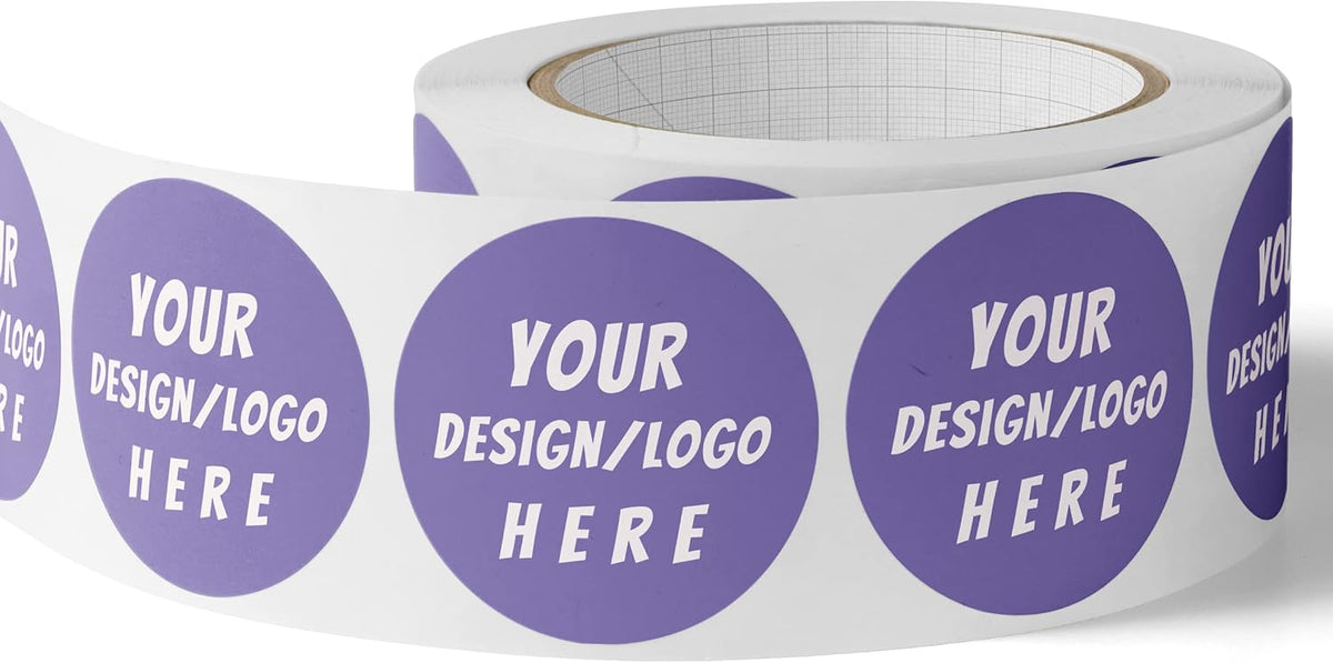 150 Custom Circle/Square BOPP Roll Labels- Personalized Stickers for Business Logo, Party, Wedding Favor, Baby Shower-Any Design Text + Image, Matte/Gloss Finish (2.5 Inch Circle)