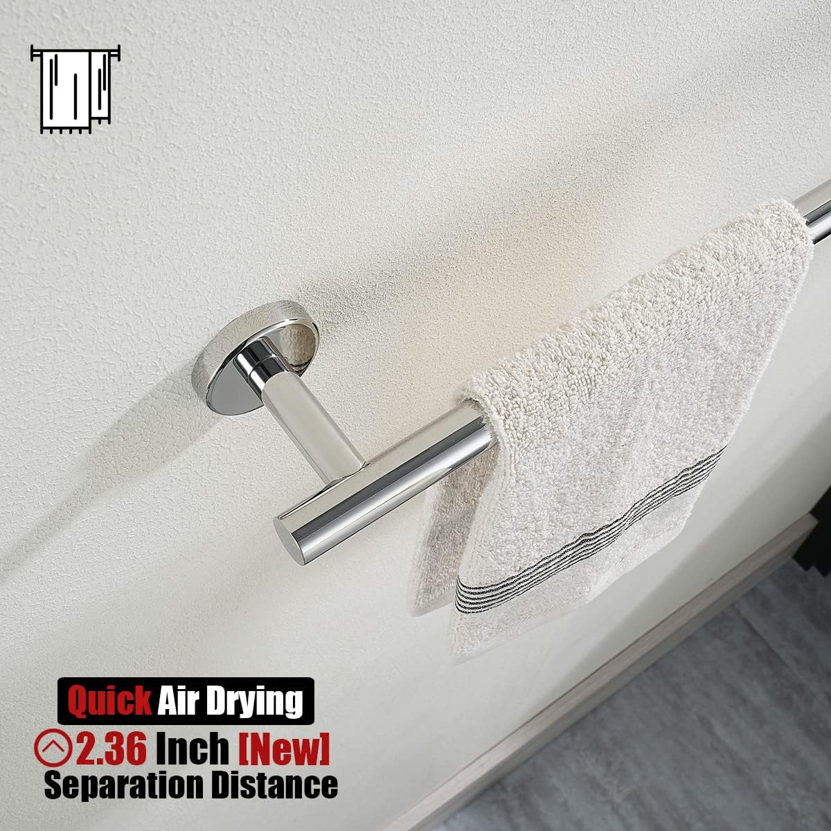 JQK Chrome Bath Towel Bar, 30 Inch 304 Stainless Steel Thicken 0.8mm Towel Rack Bathroom, Towel Holder Polished Finished Wall Mount, Useable Length 27 Inch, TB110L27-CH