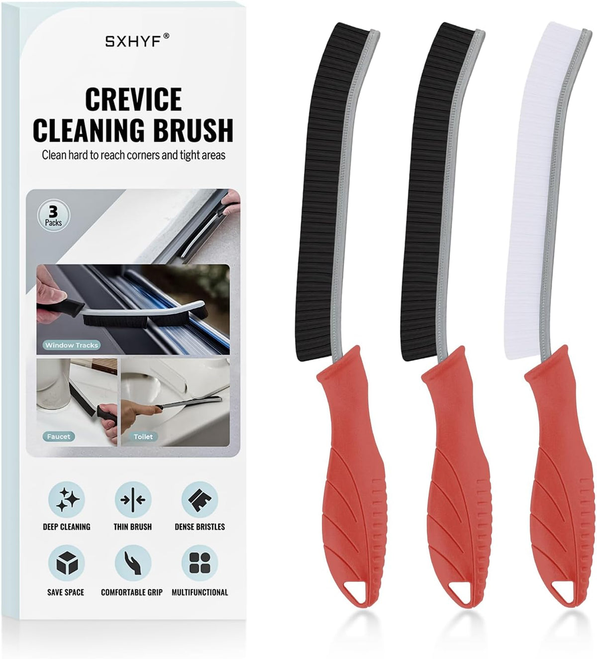 SXhyf Crevice Cleaning Brush - Grout Scrub Brush, House Cleaning Supplies, Gap Cleaning Tools, Home Essentials, Gifts for Women Men, Hard Bristle Crevice Cleaner Brush for Household Use, Bathroom