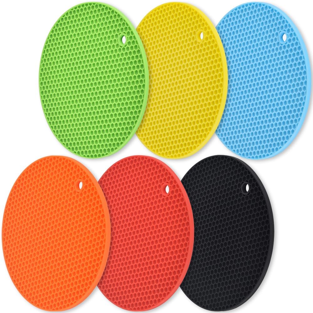 homEdge Silicone Trivets Mat, 6 Packs Multipurpose Non Slip Heat Resistant Pot Holder-Assorted Color