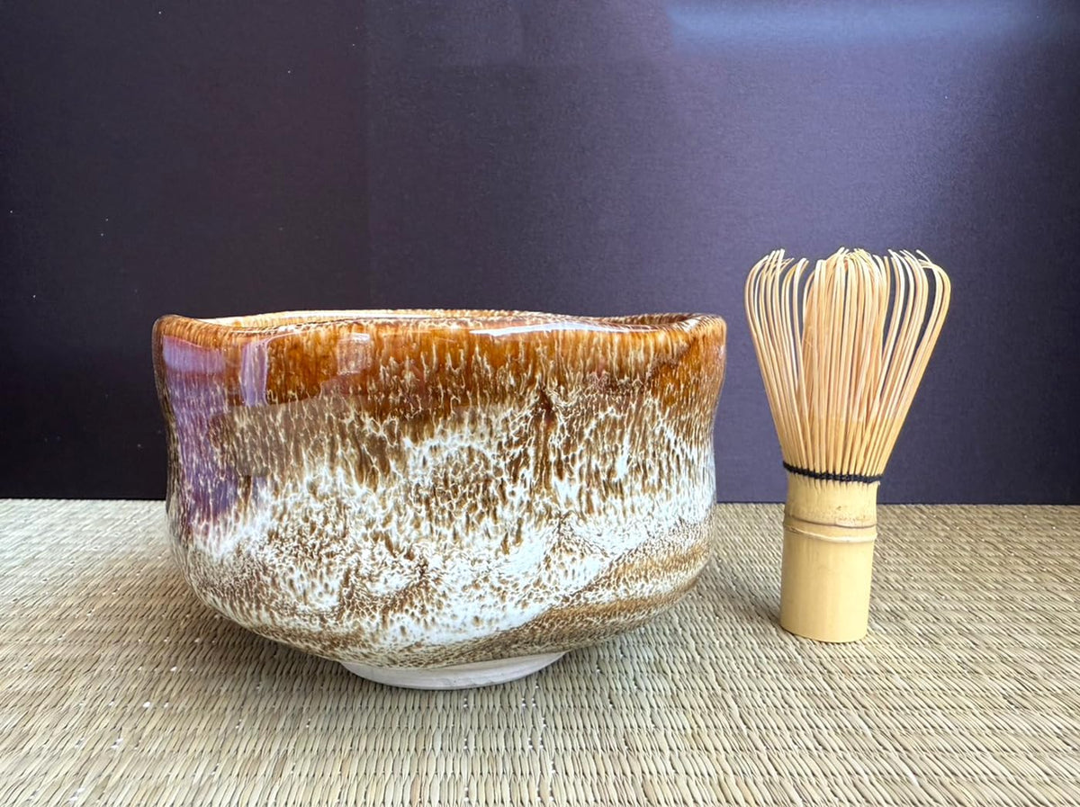 Japanese Traditional Handcrafted Matcha Chawan Tea Bowl Cup Ceremony Tableware Pottery (Ame Yuu)